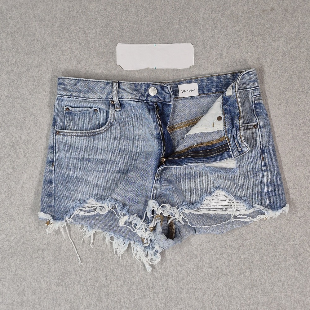 Pacsun Women Shorts 29 Light Blue Denim Shorts High Rise Festival Fringe